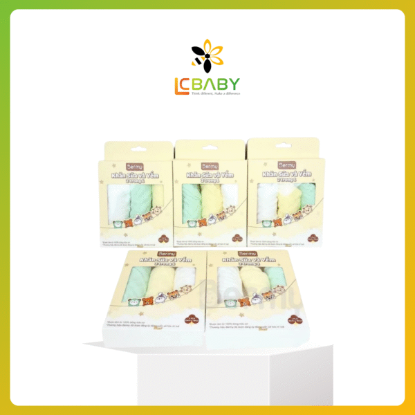Set 3 Khăn Sữa Nhăn Bermy 30x30cm– Siêu Mềm Dành Cho Bé