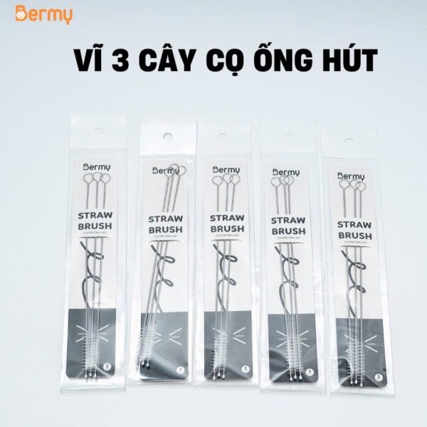 Vĩ 3 Cây Cọ Ống hút, Dụng Cụ Chuyên Dụng Vệ Sinh, An Toàn Cho Bé - Ảnh 2