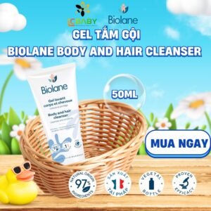GEL TẮM GỘI - BIOLANE BODY AND HAIR CLEANSER 50ML