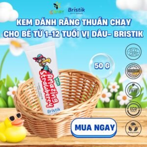 KEM ĐÁNH RĂNG THUẦN CHAY CHO BÉ TỪ 1-12 TUỔI VỊ DÂU- BRISTIK
