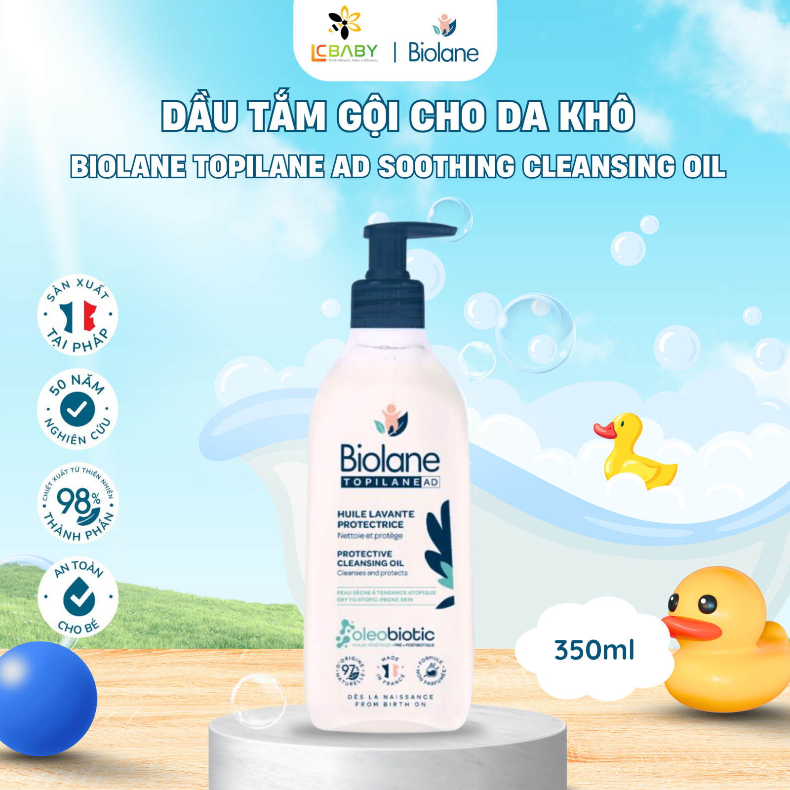 dầu tắm gội cho bé biolane